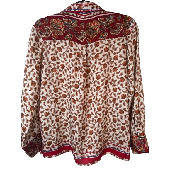Zara XS Paisley Print Button-Up Blouse - Picture 9 of 12